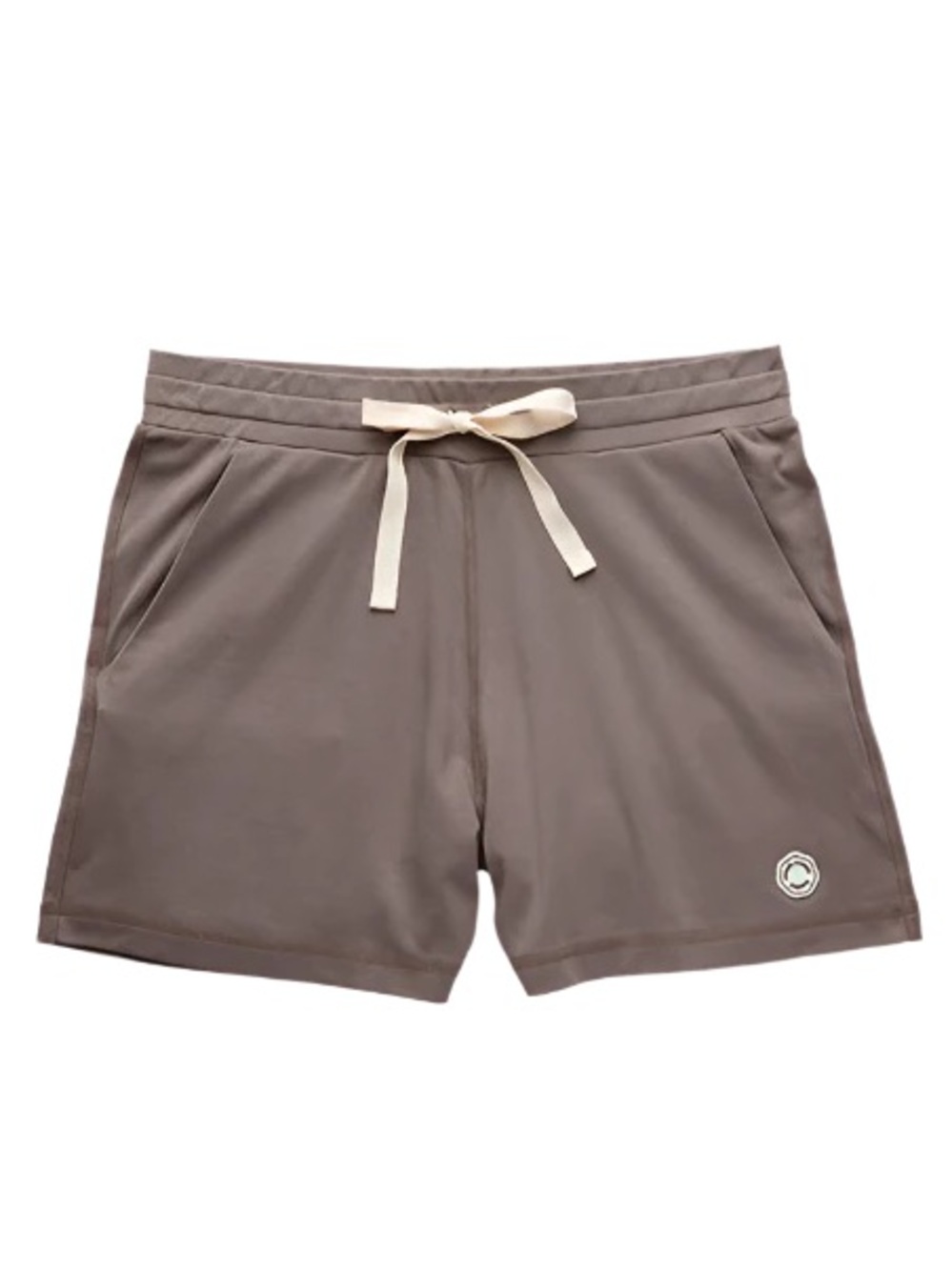 Casual Drawstring Shorts in Taupe with Cream Tie